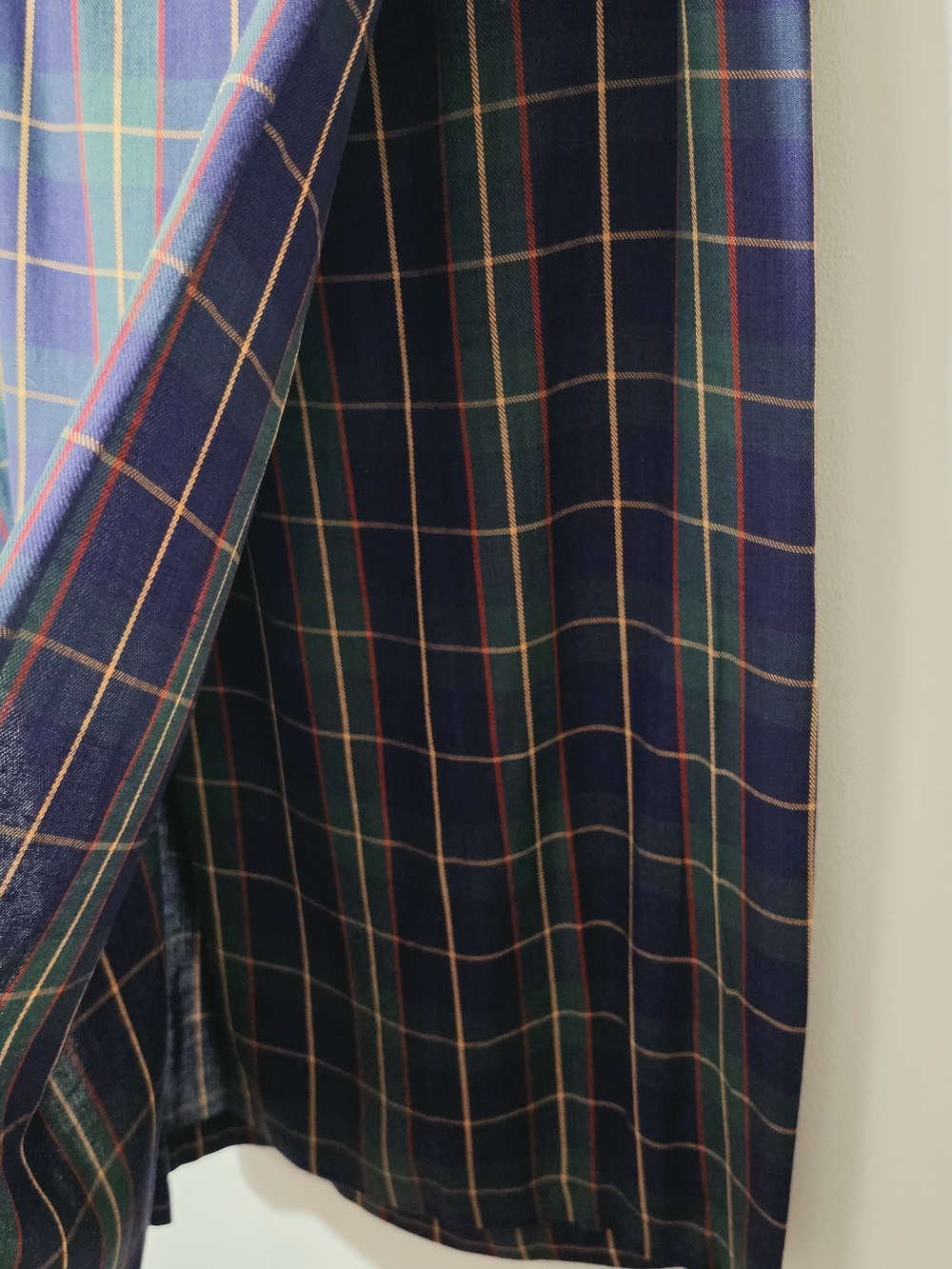 Navy & Green Tartan Plaid Cotton Blend Maxi Wrap Skirt Size 10 Preppy Career - Picture 4 of 11